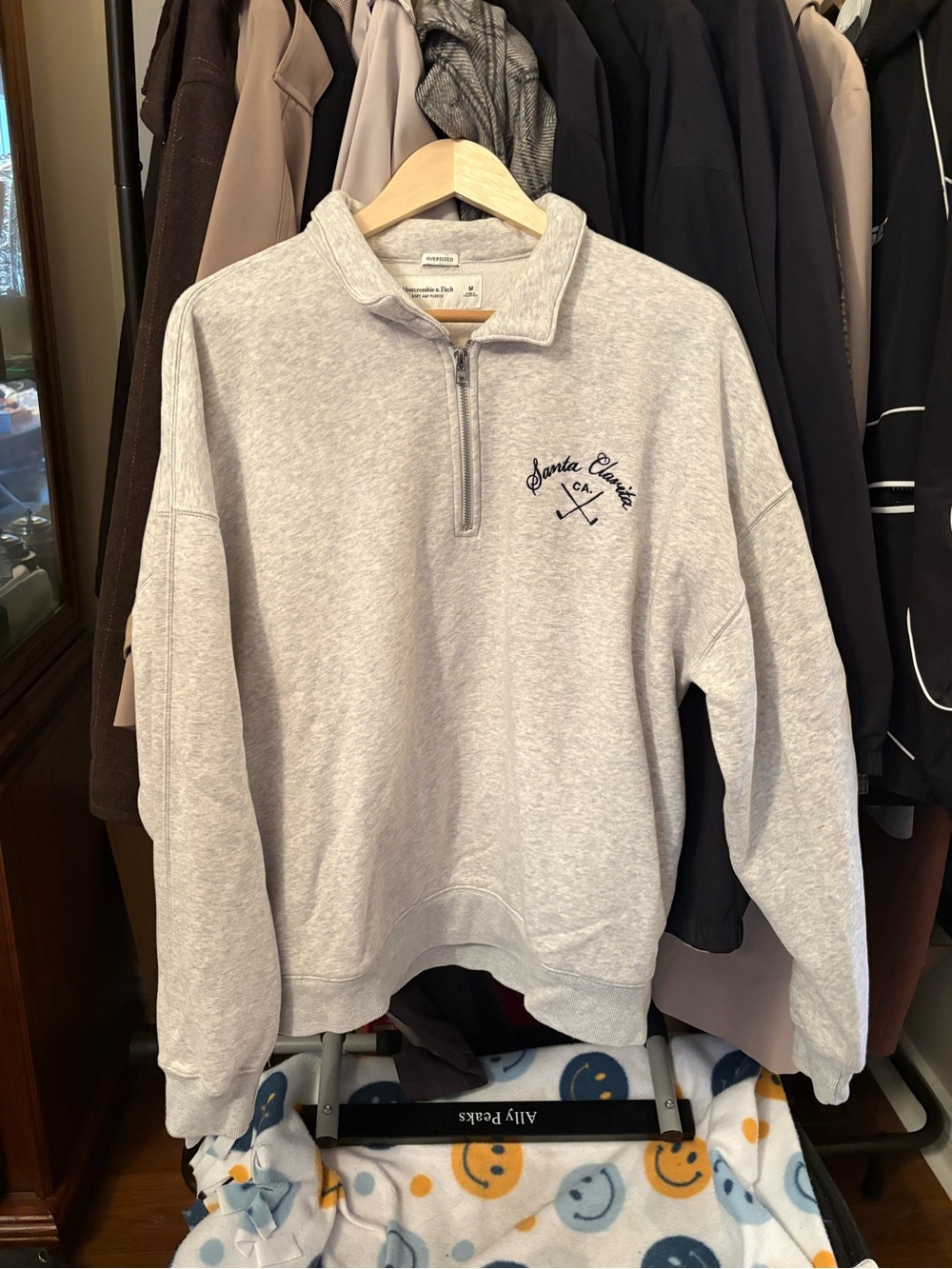 Abercrombie & Fitch Light Gray Half-Zip Pullover
